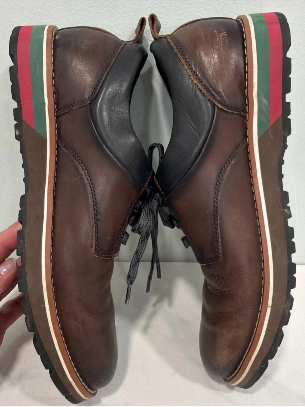 PIKOLINOS Brown Leather Derby Shoes with Gray Laces